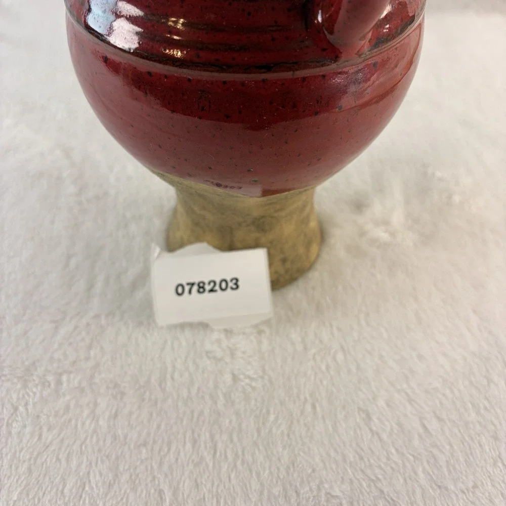 Retired Southern Living at Home Verona Red Olive Jar Vase Double Handle 7.5